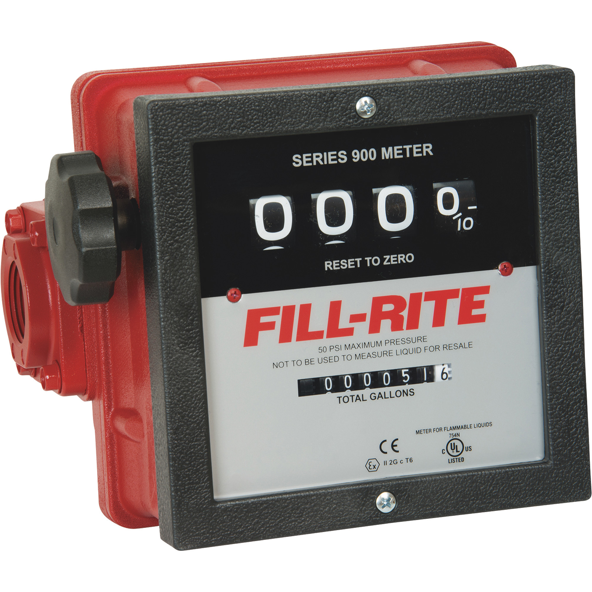 Fill-Rite Mechanical Fuel Flow Meter, 1in. Inlet/Outlet, 6 to 40 GPM, Model# 901C